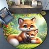 1pc Soft, Absorbent & Non Slip Cute Fox Round Rug Soft Circle Rug for Living Room & Bedroom Decor, Chair Mats, and Unforgettable Home Gifts