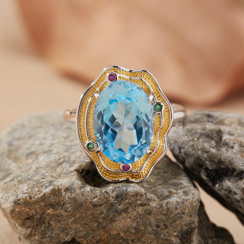 Natural Topaz Citrine Amethyst Ring S925 Sterling Silver Colored Jewelry Xiaohongshu