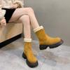 Women's winter snow boots  suede thick plush short boots round toe thick sole platform flats ankle boots fashion ankle boots