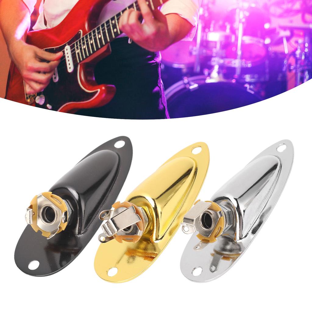 Guitar Input Jack Boat Style 6.35mm Metal Electric Guitar Input Output Socket with 2 String Fixators