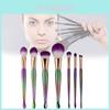 Gujhui Mermaid Makeup Brush Set 5 Pieces Nylon Brushes Long Handle Purple Hair Exquisite Design