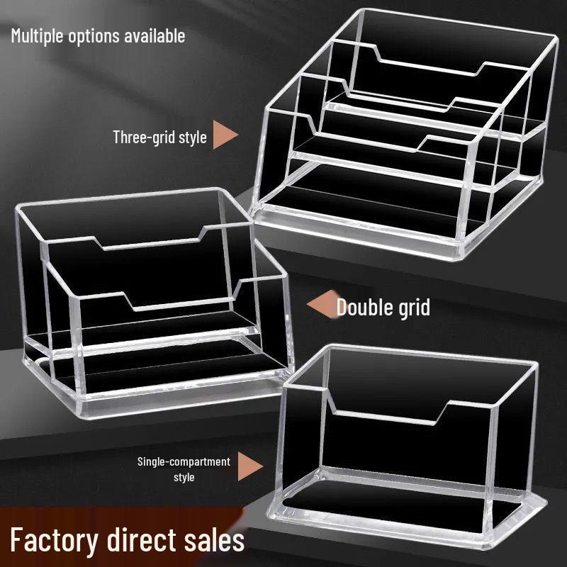 Transparent Acrylic Business Card Holder - Single Compartment Display Box for Office Cards