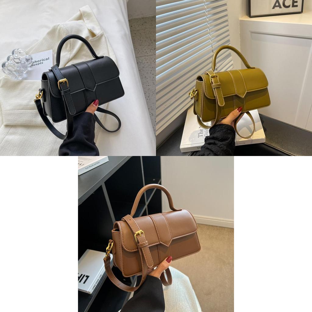 2023 New Pure Color Retro Vintage Delicate Handheld Stylish Embroidery Thread Shoulder Crossbody Square Bag