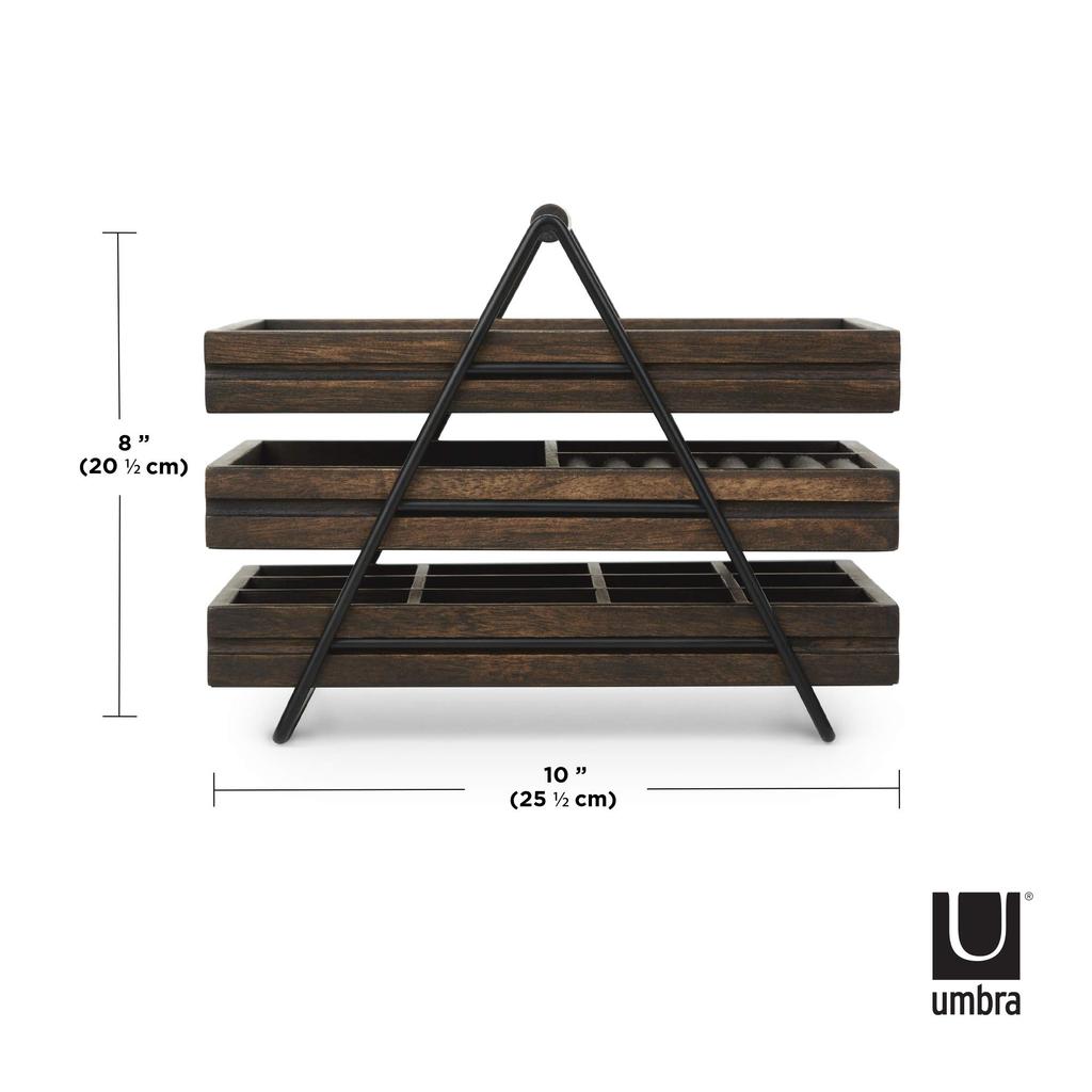 Umbra TERRACE Wooden Tabletop Accessory Case, Walnut, Jewelry Box, Case, Storage