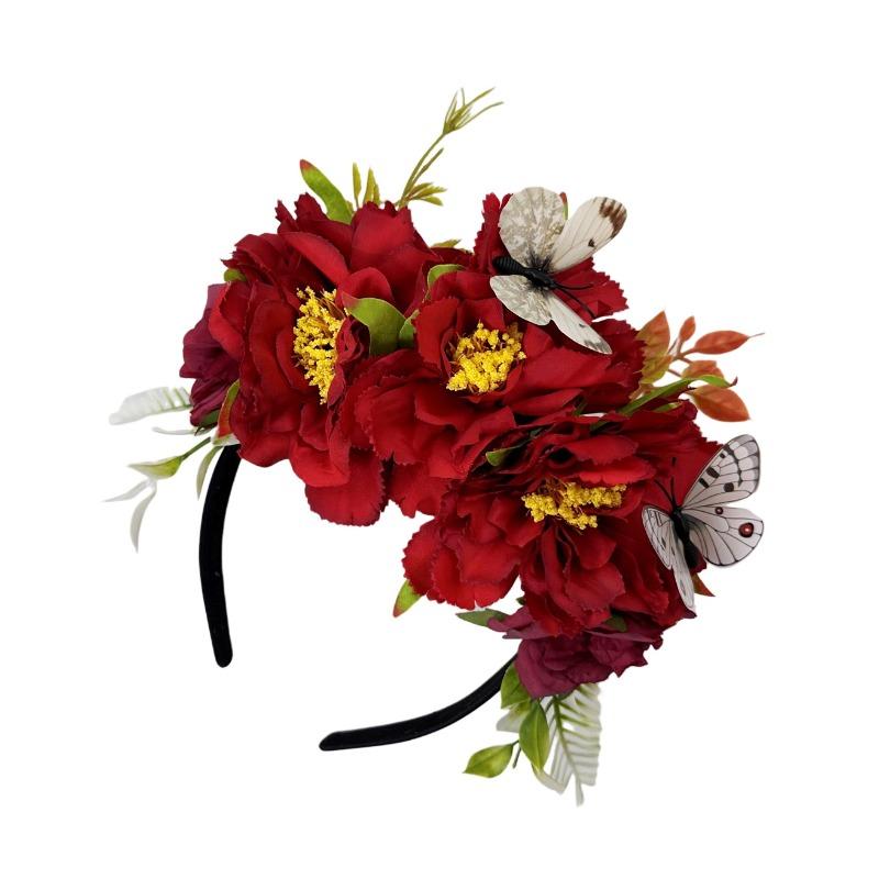 New simulation butterfly big flower headband fashion vacation Mexican party headdress