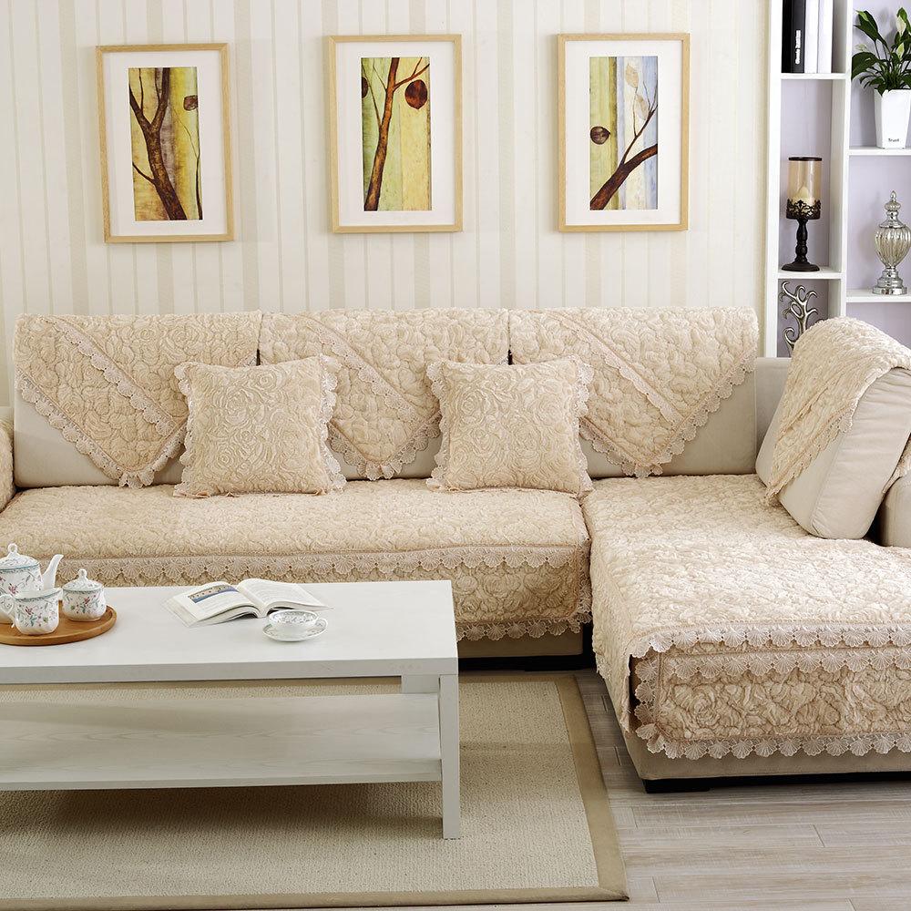 European High-End Thick Flannel Sofa Cushion Cushion Fashion Rose Non-Slip Sofa Cover Sofa Towel Covers