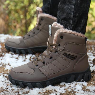 Bottes d'hiver montantes imperméables pour hommes, épaisses et chaudes, grandes tailles, chaussures de randonnée en coton pour l'extérieur
