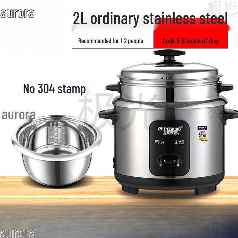 316 Stainless Steel Electric Rice Cooker, 5L Capacity, Ideal for 1-6 People - Cooks Porridge, Soup, and More