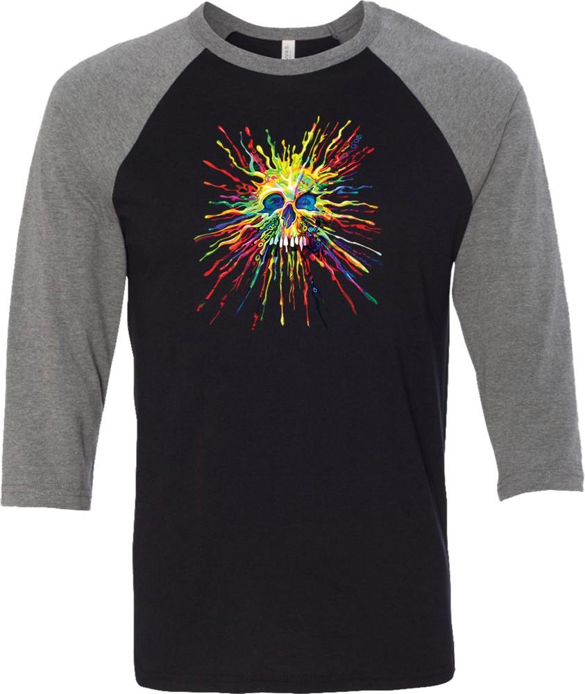 Buy Cool Shirts Splatter Skull Raglan Shirt Unisex T-Shirt XXL