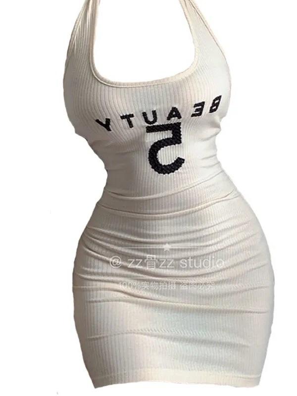 Sports Neck Hanging Suspender Dress For Women Summer Spicy Girl Sexy Temperament Tight Fitting Slim Fit  Buttocks Dresses Uh4W
