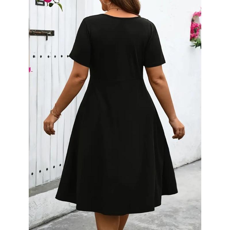 Summer Plus Size Women's Dress V-neck Button Up Dresses
