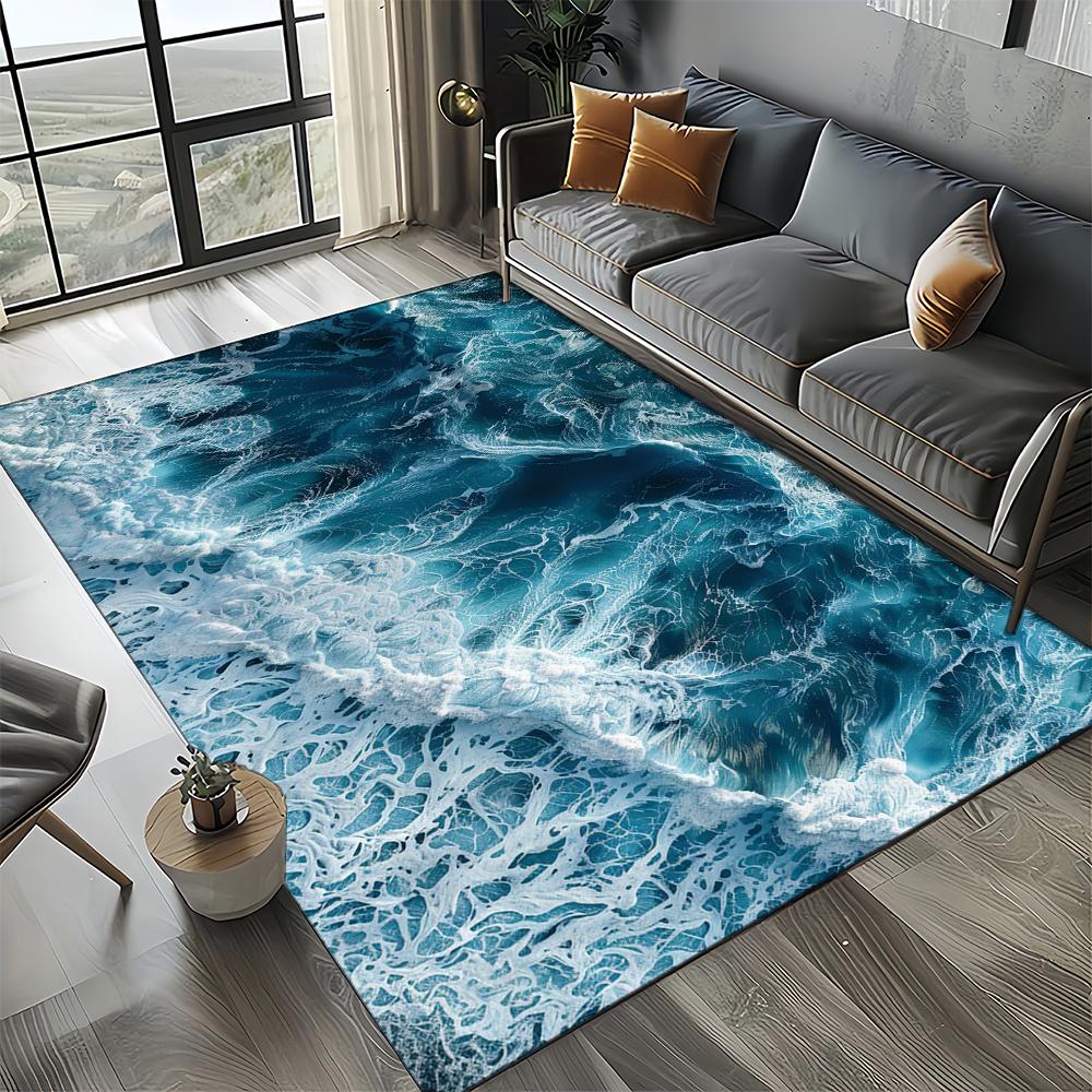 27 Style New Blue Green Seawater Sea Wave Ocean Carpet Rug for Living Room Bedroom Home Sofa Decoration,kids Non-slip Floor Mat