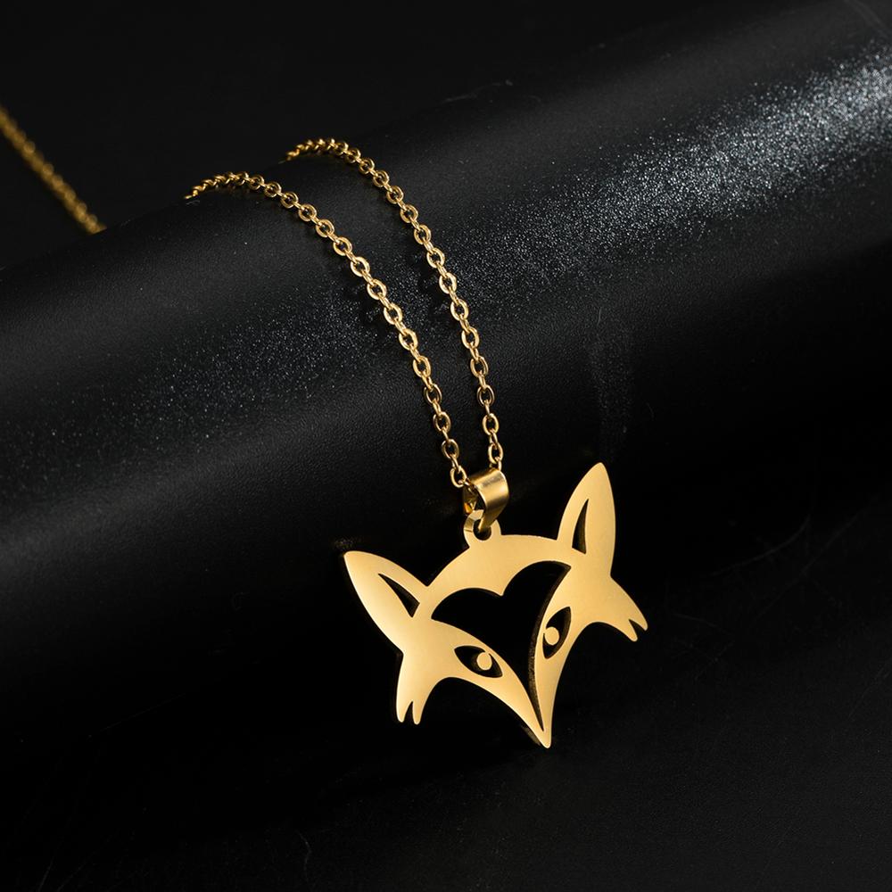 Fox Animal Pendant Necklace Stainless Steel Choker Chain Necklaces Summer Jewelry Best Wishes for Women