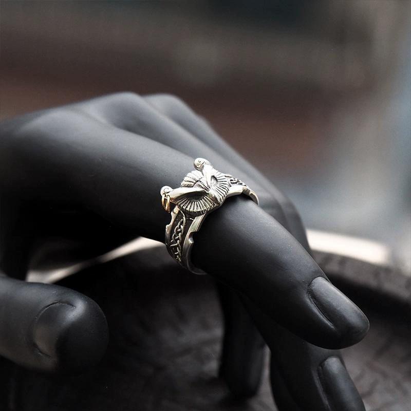 Vintage Thai Silver Animal Owl Finger Rings For Men Women Punk Fashion New Jewelry Couple Gift Party anillos mujer