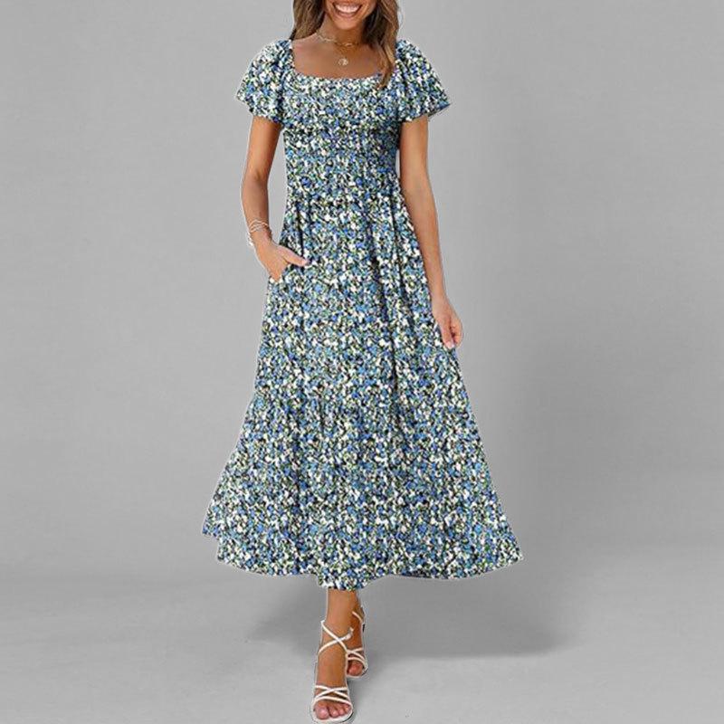 2025 Spring European & American Women’s Elegant Simple Square Neck Casual Dress XL
