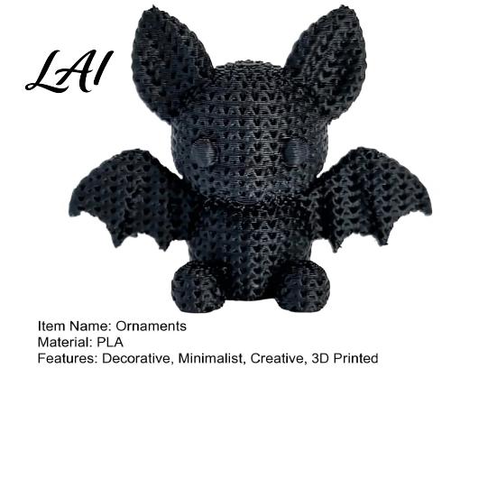 3D Printed Bat Statue Figurine with Knitted Texture Cartoon Halloween Decoration Ornaments Cute Animal for Desk Shelf Display And Home Decor Office