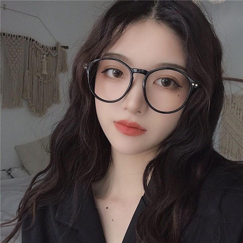 Round Anti-Blue Glasses Women'S Candy Color Rice Ding Retro Flat Glasses Finished Myopia Glasses Gold Frame Men