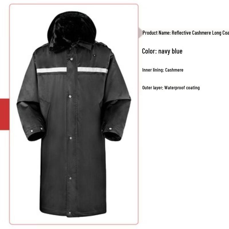 Brangdy Fur Collar Security Reflective Overcoat