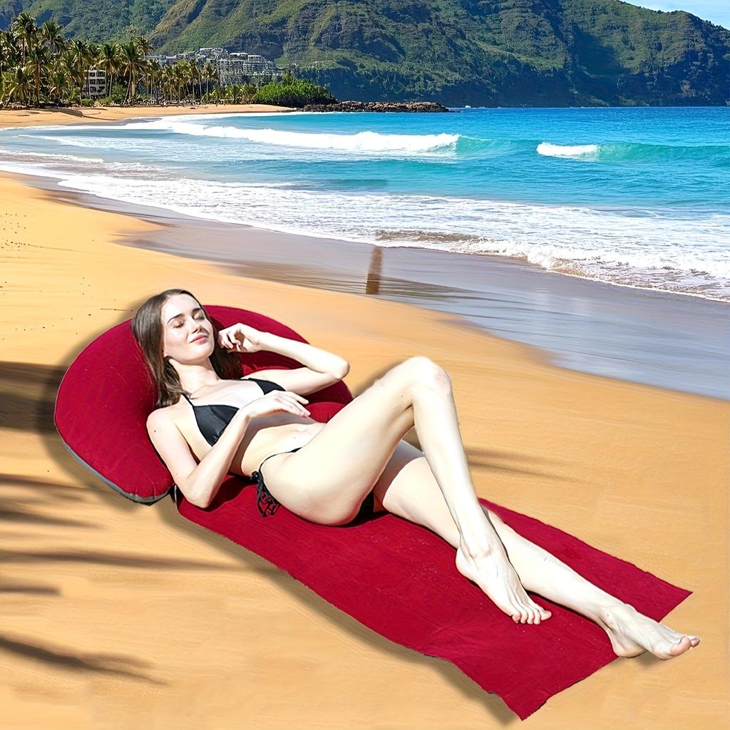 1pc Outdoor Camping Inflatable Air Cushion Foldable Beach Mat Compact Lightweight Portable Mat For Beach Parties Picnics Travel
