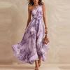 2026 Summer New European and American Cross-border Women's Clothing Digital Printing Temperament Elegant Slanted Shoulder Sleeveless Dress