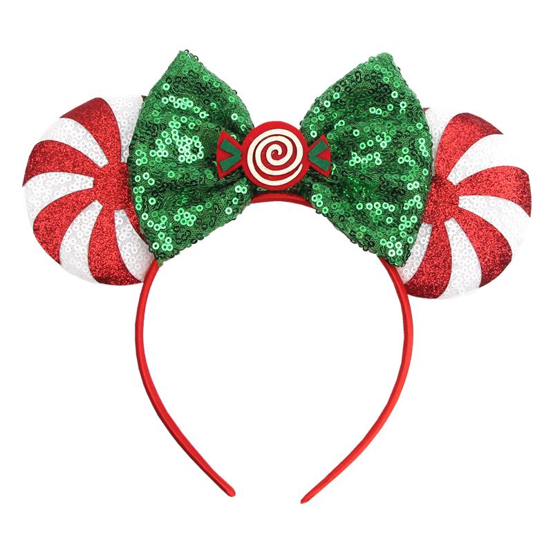 Neues Weihnachts-Mausohren-Stirnband für Mädchen Einheitsgröße Pailletten Schleife Haarband Festival Party DIY Haarschmuck Boutique