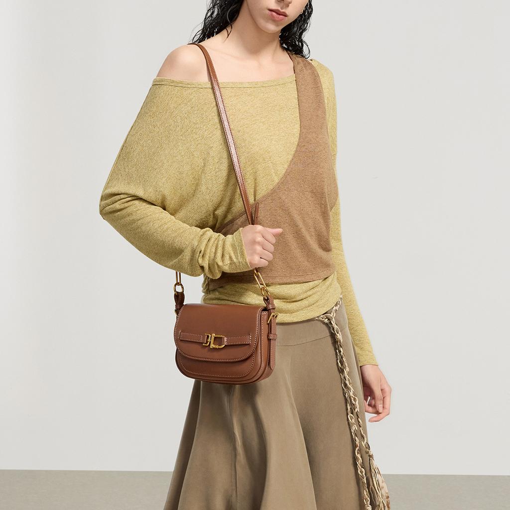Charles & Keith Summer Minimalist Crossbody Bag Women bags Chocolate Black Cream CK2-80671870
