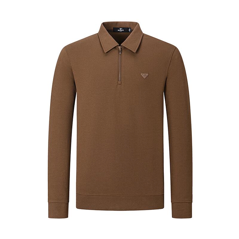 SEPTWOLVES Men's Antibacterial Textured Long Sleeve Polo Shirt