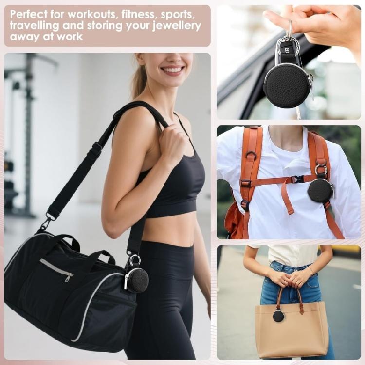 Portable Travel Jewelry Bag Sturdy Leather Construction In 4 Color Fit Rings Earrings Chains