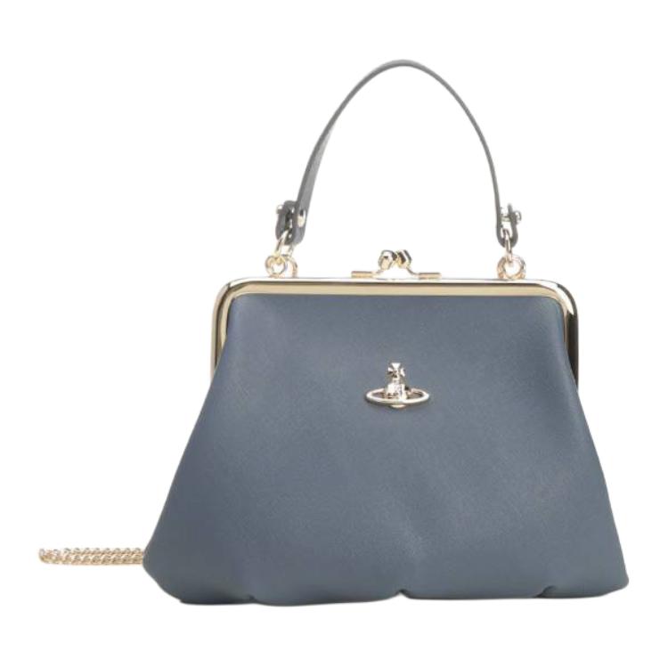 Vivienne Westwood Classic Saturn Logo Polyurethane Tote Bag Women bags Light-Blue 4B010007W-S0021-K408 Basic Set (Bag+Dust Bag)