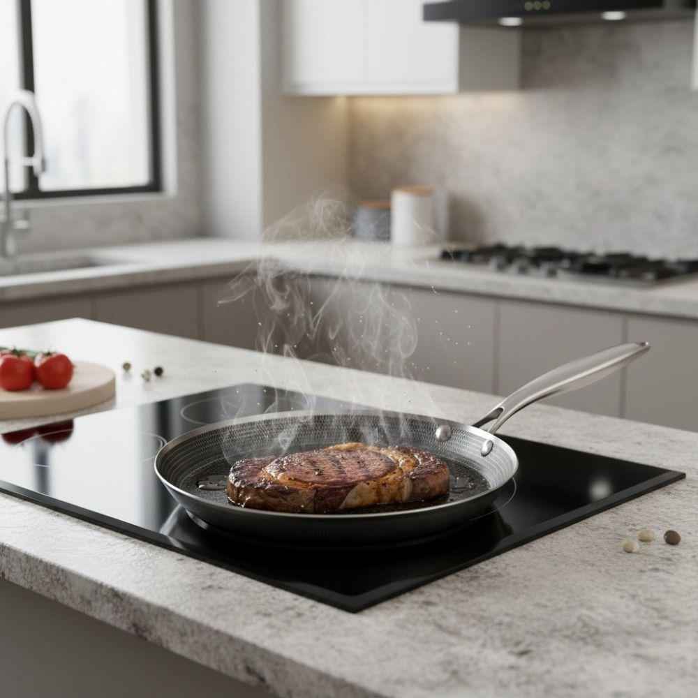 Padella per Pancake in Acciaio Inossidabile Manico Ergonomico Padella Antiaderente Padella Multifunzione Fornello