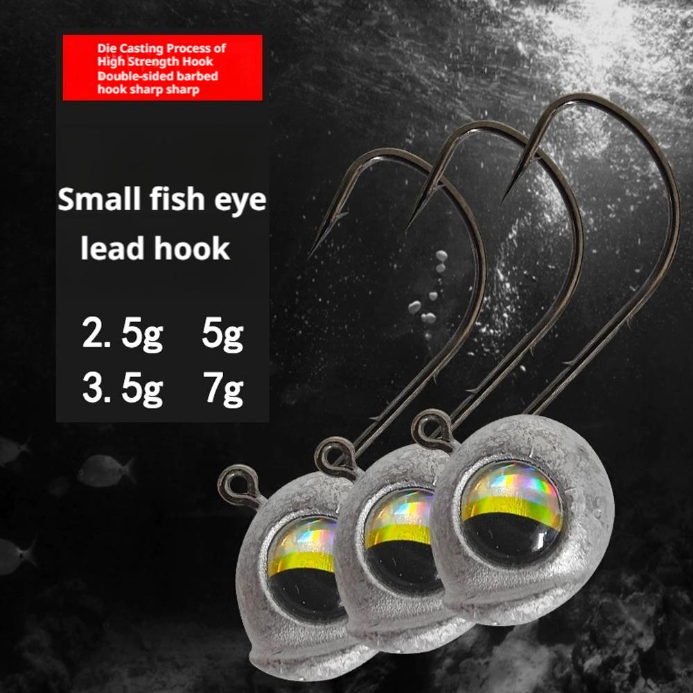 10pcs Big Eyes Jig Head Fishing Hooks with Mustad Hook 2.5g 3.5g 5g Fish Head Fishhook for Fishing Tackle Free Soft Worm Lure