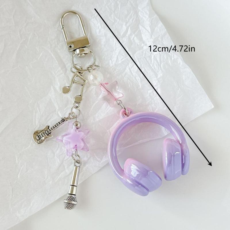 Ins Style Music Earphone Shape Keychain Mobile Phone Chain Charm Pendant Keyring Jewelry For Girl Women Gift Bag Decoration