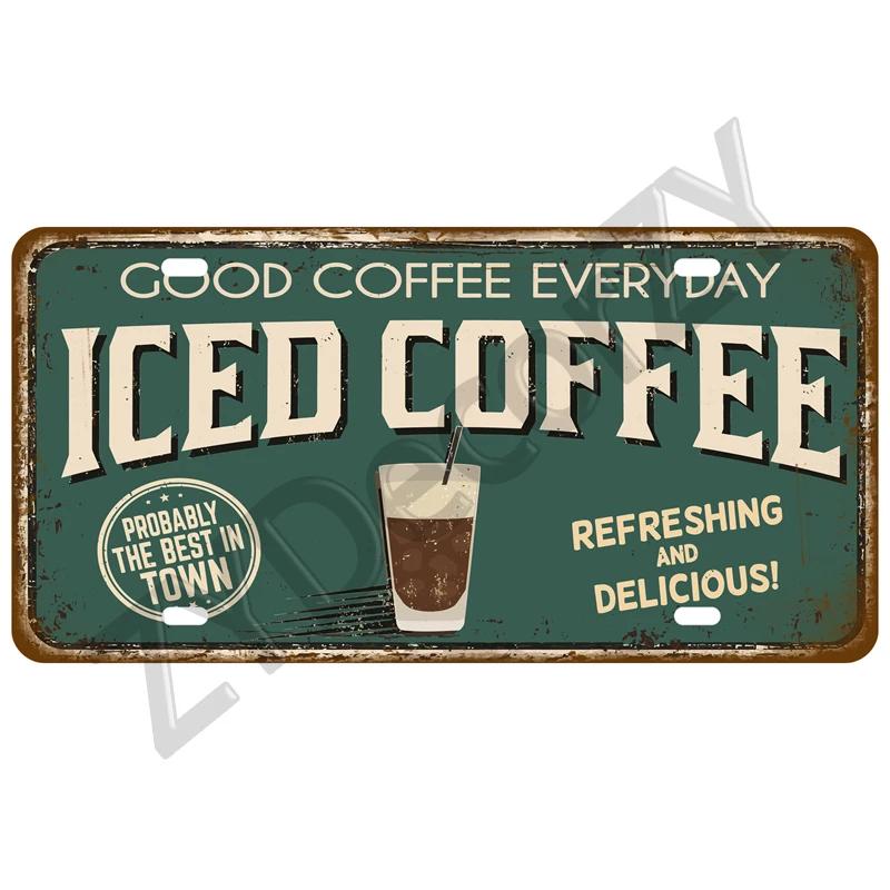 Coffee Tin Sign Vintage Metal Sign Funny Poster License Plate Home Decor For Bar Pub Club Man Cave Wall Decoration Wine Beer