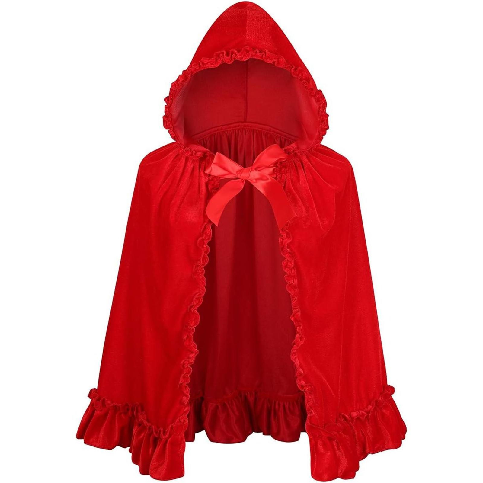 

Красное Вино Кейп Короткий Кейп С Рюшами Кружево Плиссированное Кружево Кейп С Капюшоном Бархат S