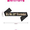 PartyForever 21st Birthday Decoration Sash for Women Black 32 inch Long Sash with Rose Gold "It's My 21st Birthday" Letters for Her