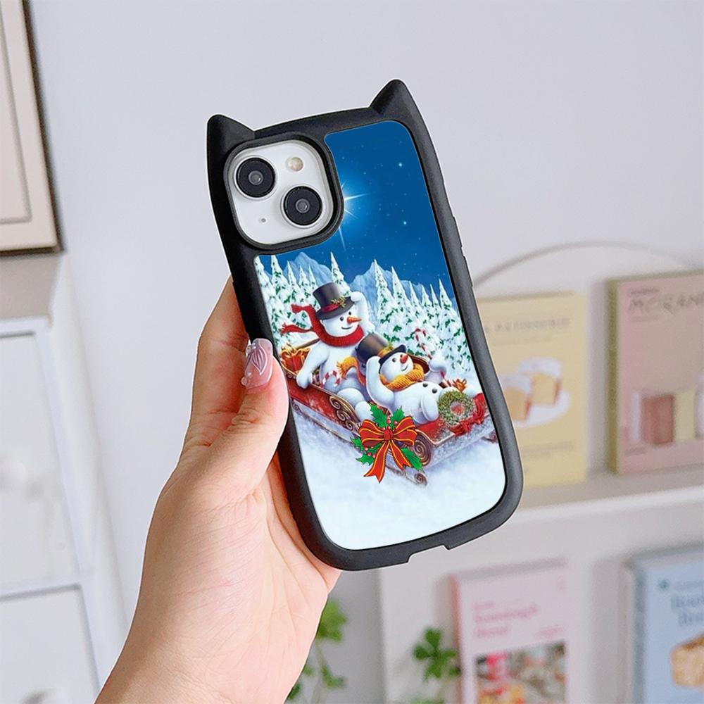 

Мягкий чехол для телефона с кошачьими ушками для iPhone 16 15 14 13 12 11 Pro Max, устойчивый к падениям, прозрачный акриловый чехол NY34 Nejavascript:w Год Рождество Рождественская елка for iPhone 16 Pro Max