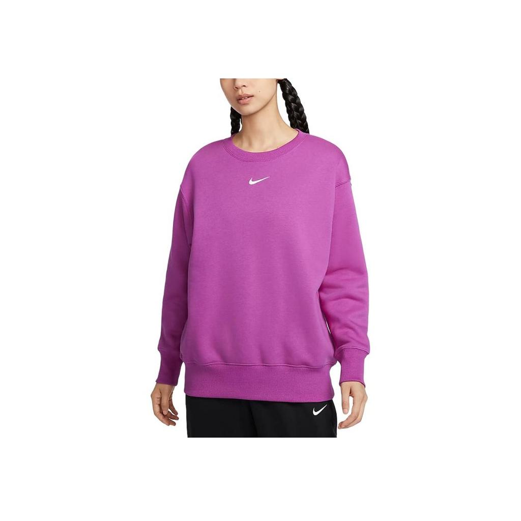 Nike Sportswear Phoenix Fleece Oversized Crewneck Pullover Long Sleeve Sweatshirt Women Sweatshirt Hot-Purple-Red DQ5734-518