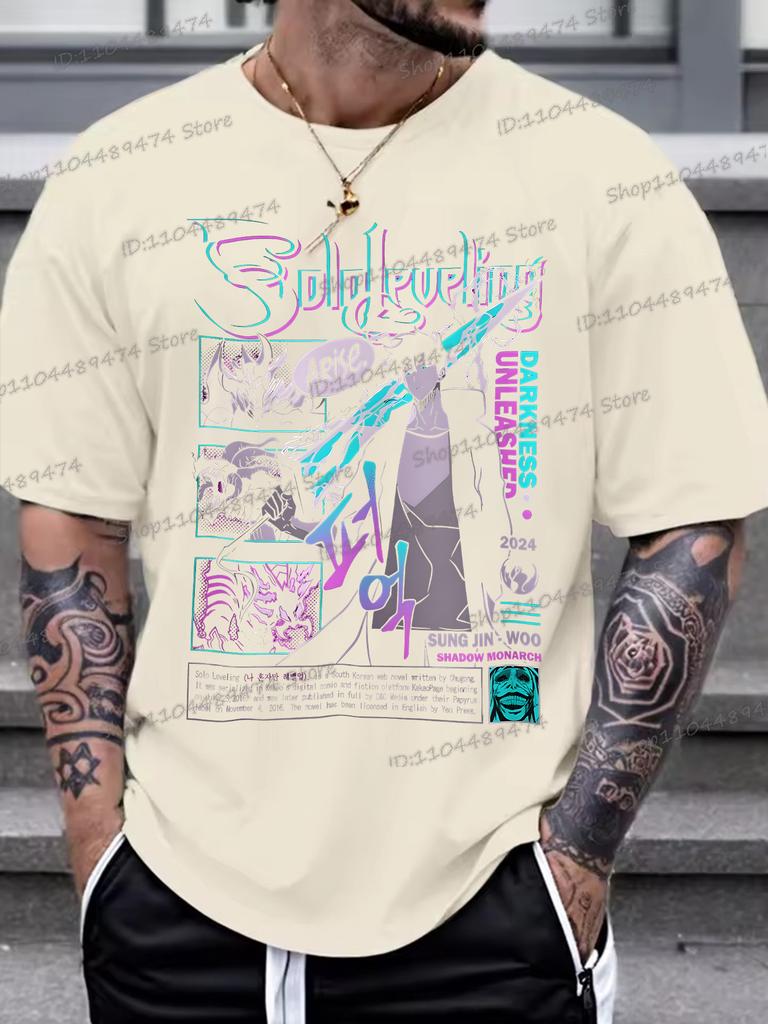 Solo Leveling T-shirt Harajuku Anime Men Streetwear Sung Jin-Woo Graphics Fashion Women Tshirt Cotton Oversized Comic T Shirt