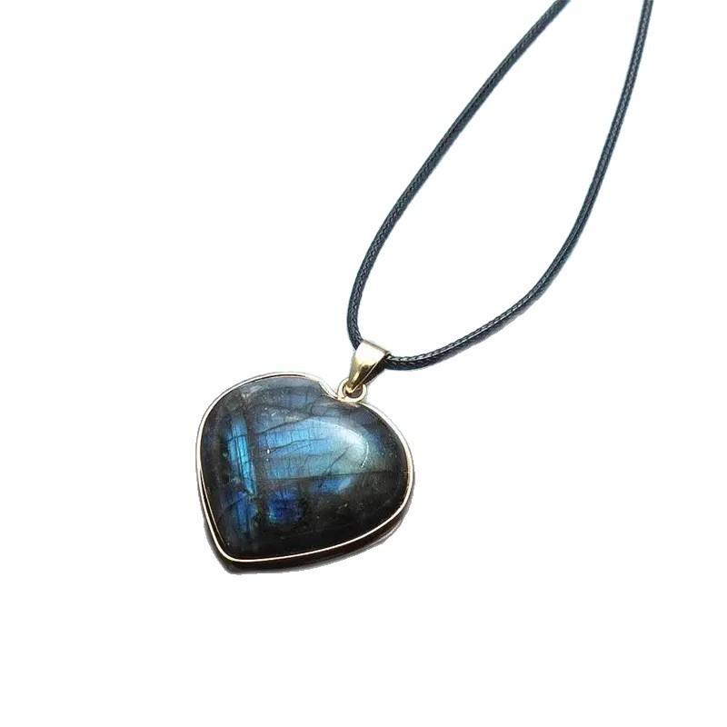 Long Stone Crystal Pendant Heart Shaped Jewelry For Women Gift Winter