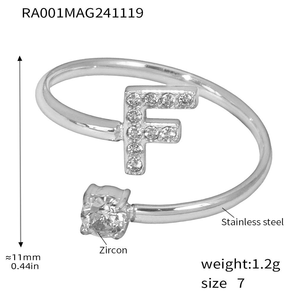 Oumeika Titanium Steel Jewelry Set: 26 Zircon-Inlaid Letters, PVD Gold-Plated Necklace, Bracelet, Earrings, and Ring.