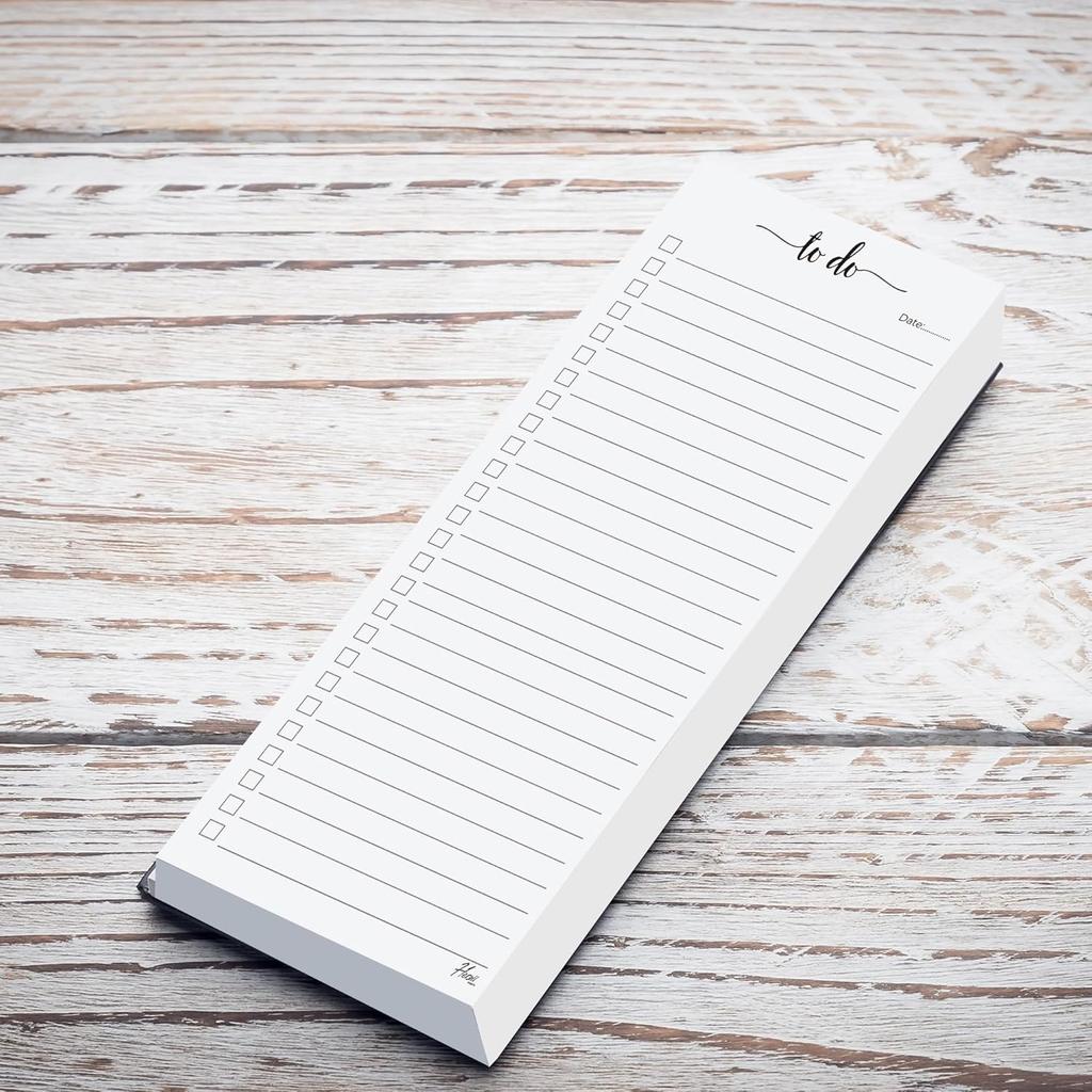 HerZii Prints 2 PackTo Do List Notepad - 3.7 x 8.5 (1/3 Sheet Slim Skinny Size), Grocery List Pads for Fridge, Shopping List Notepads.