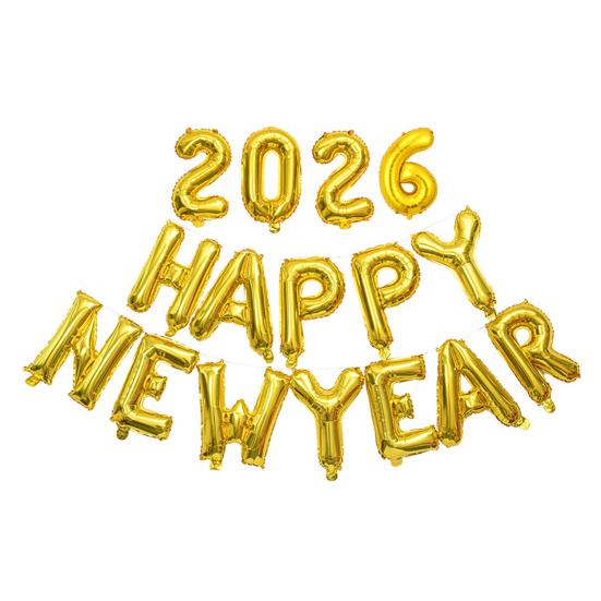 HAPPY NEW YEAR 2026 Balloon 16 Inch Foil Letter Happy New Year Balloons NYE Banner Backdrop Decoration for New Year Eve Party Supplies