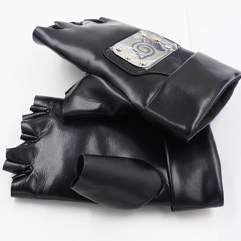 Anime Naruto PU Gloves Cartoons Kakashi Action Figures Cosplay Props Model Half Gloves Finger Toys for Adult Children Gifts