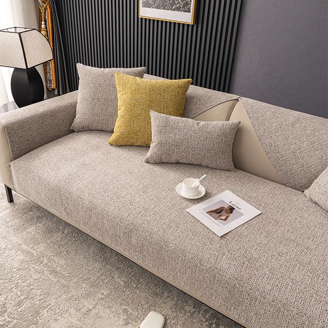 Chenille Couch Cushion Pad Gentle Non -Slip Solid Color Couch Cover Dustproof Living Couch Seat Cover For Living Room Removable Couch Cover