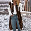 Cappotto con cappuccio e tasca in peluche bifacciale, tinta unita, lunghezza media, maniche patchwork, da donna