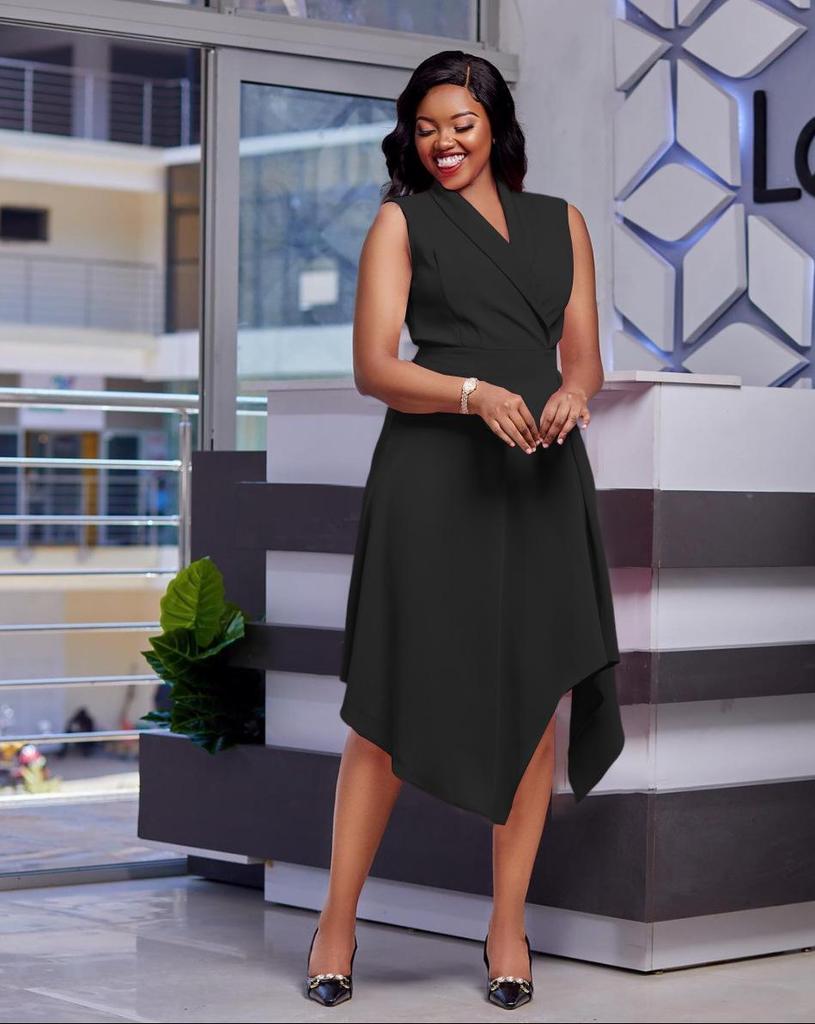 European & American Polo Collar Sleeveless Irregular Hem Slimming Summer Dress for Women