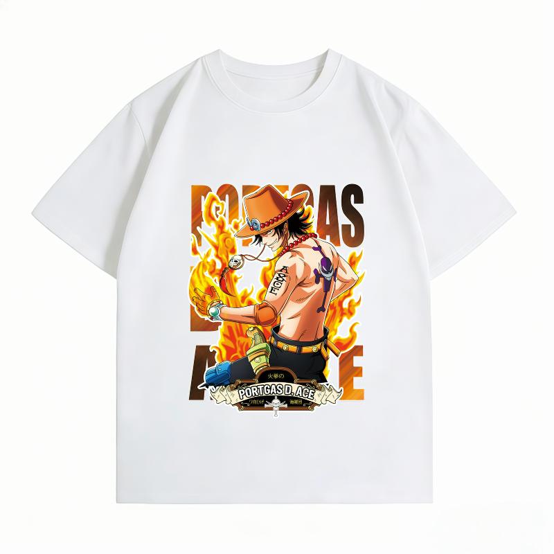 Unisexs Clothing New 100 Cotton Breathable Summer TShirt One Piece Ace Print Casual Streetwear Unisexs TShirt
