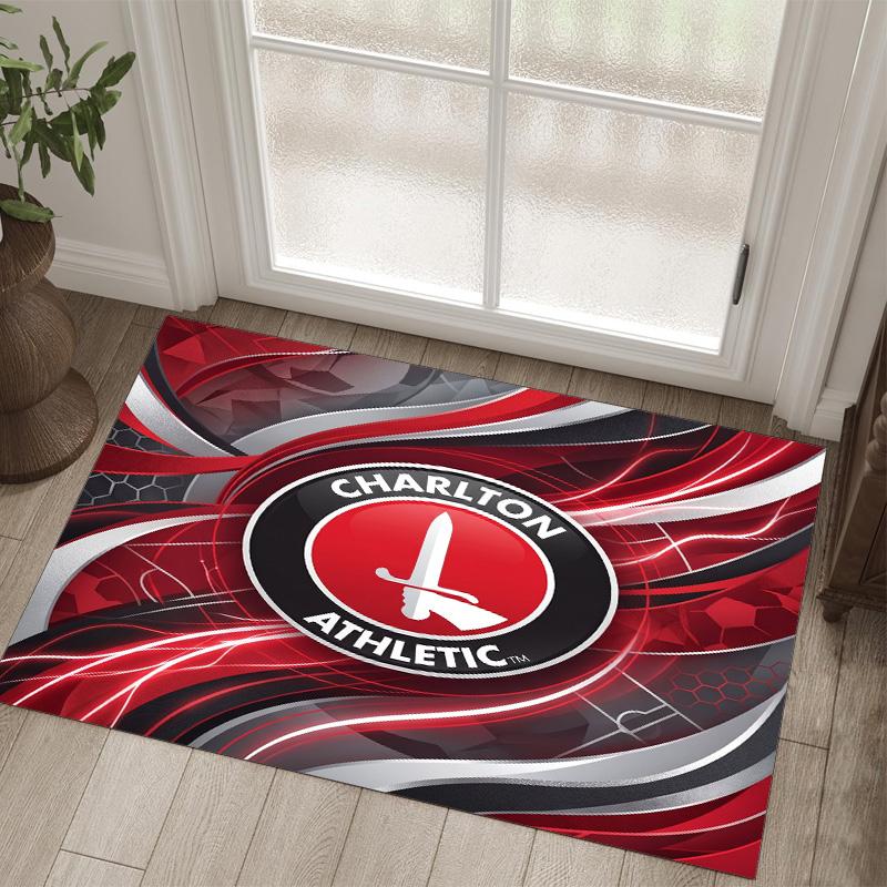Charlton Athletic FC Design Crystal Velvet Carpet Cozy Non?Slip Printed Rug For Bedroom Living Room Entrance