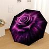 1pc Rose Purple Pattern Umbrella  Automatic Opening and Closing Umbrella, High Quality Umbrella, Ideal Gift for Her 201