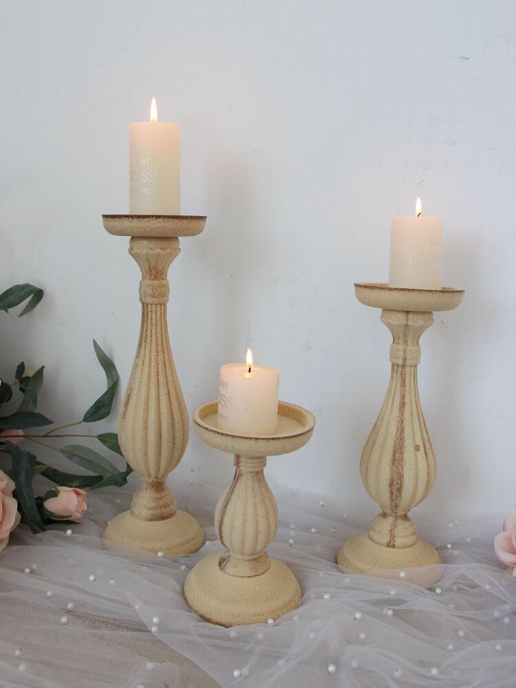 Vintage-Style Wooden Candle Holder - Rustic Decor & Photography Prop
